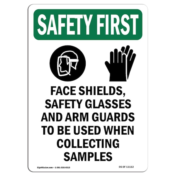 OSHA Sign, Face Shields W/ Symbol, 24in X 18in Rigid Plastic, 18" W, 24" H, Portrait